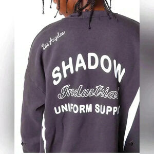 VINTAGE shadow BLACK INDUSTRIAL Los Angeles REVERSE COLLAR CREWNECK sz small